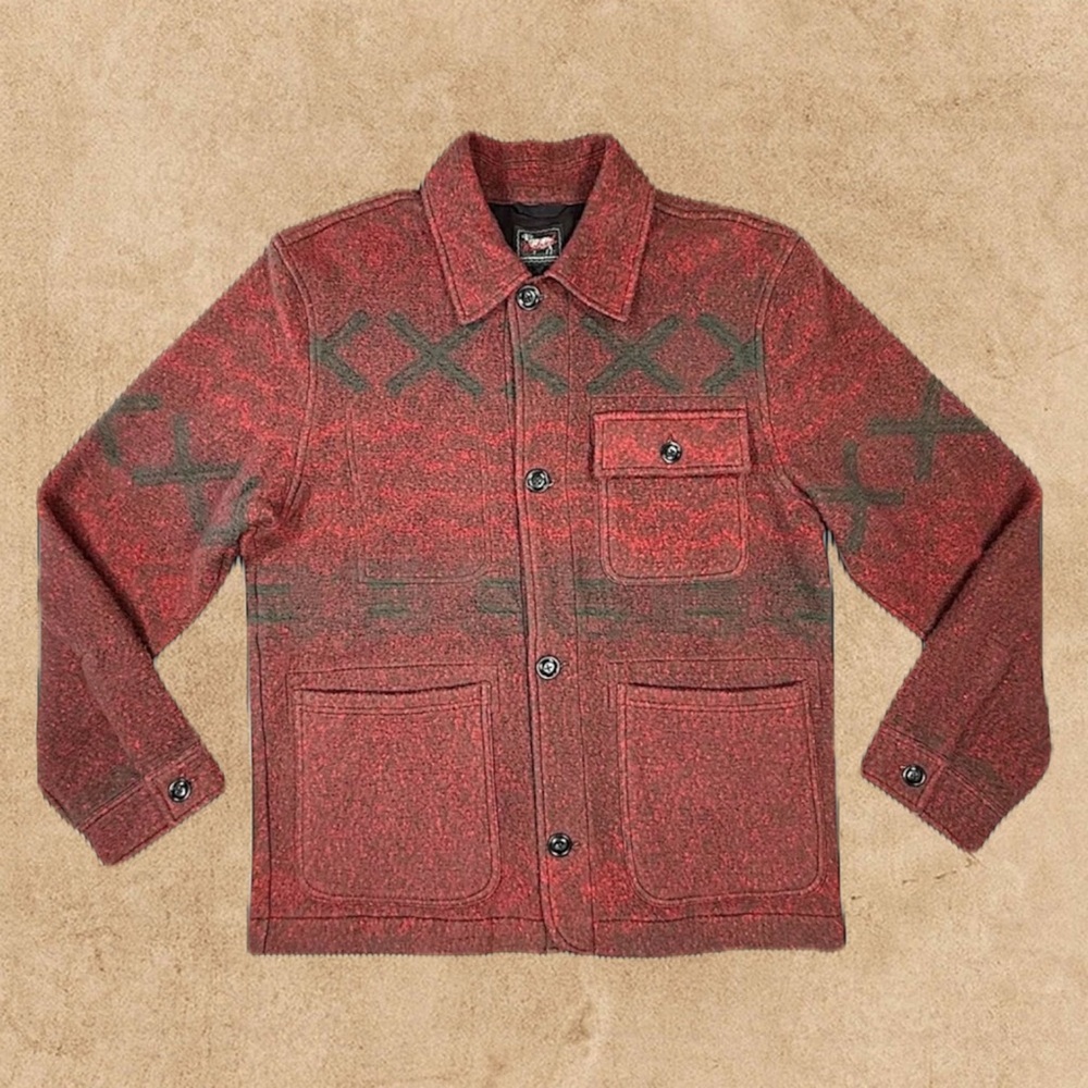 Todd Snyder x Woolrich Māori Toki Red Double Knit Fleece Chore Coat $798 Retail